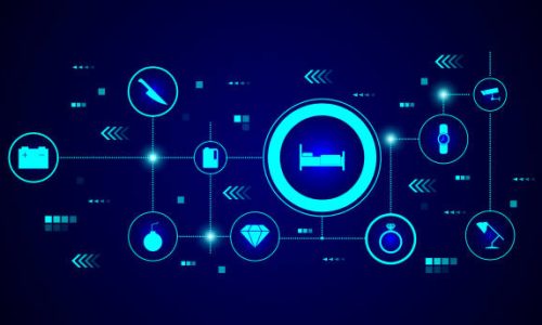 bed icon. From Web set in the technological background