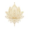 Hand Drawn Gold Colored Water Lily Lotus Mandala Pattern Background. Henna, Mehndi Tattoo Decoration. Decorative ornament in ethnic oriental style.